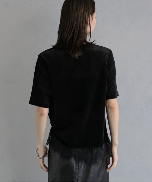 &g'aime(アンジェム)の「【&g'aime 】シアーベロア裾レーストップス Sheer Velour Lace-Trimmed Top(Tシャツ/カットソー・レディース・オフホワイト/ブラウン/ブラック・FREE)」の20枚目の写真