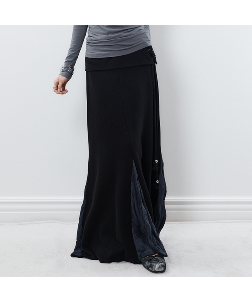 LUVISTRUE(ラヴイズトゥルー)の「RL FOLDING LONG SKIRT(BLACK)(スカート・レディース・その他・FREE)」の1枚目の写真