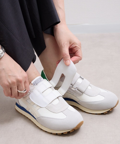 PANTHER(パンサー)の「OKMT : PANTHER JOGGING MAGIC パンサー ジョギングマジック MADE IN JAPAN ベルトクロスニーカー(スニーカー・レディース・ブラック/ホワイト×グリーン・24.5/23/25)」の13枚目の写真