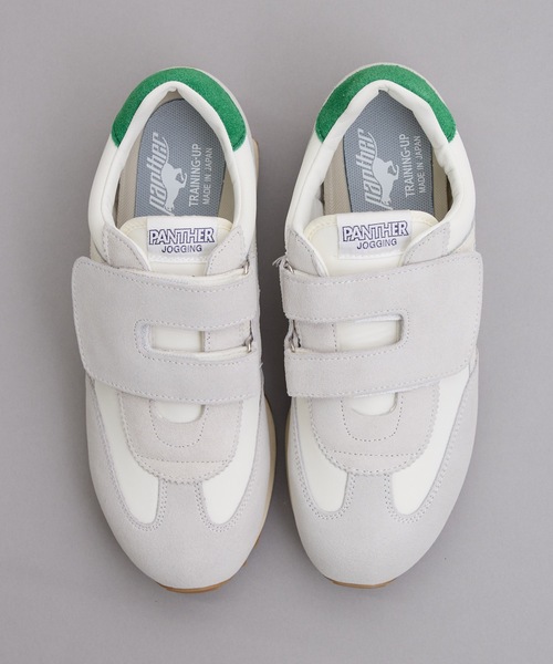 PANTHER(パンサー)の「OKMT : PANTHER JOGGING MAGIC パンサー ジョギングマジック MADE IN JAPAN ベルトクロスニーカー(スニーカー・レディース・ブラック/ホワイト×グリーン・24.5/23/25)」の6枚目の写真