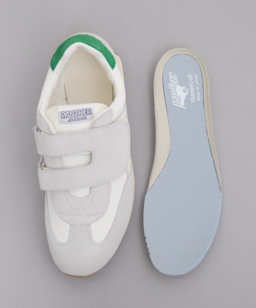 PANTHER(パンサー)の「OKMT : PANTHER JOGGING MAGIC パンサー ジョギングマジック MADE IN JAPAN ベルトクロスニーカー(スニーカー・レディース・ブラック/ホワイト×グリーン・24.5/23/25)」の7枚目の写真