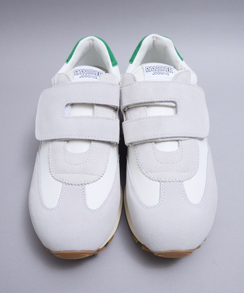 PANTHER(パンサー)の「OKMT : PANTHER JOGGING MAGIC パンサー ジョギングマジック MADE IN JAPAN ベルトクロスニーカー(スニーカー・レディース・ブラック/ホワイト×グリーン・24.5/23/25)」の4枚目の写真