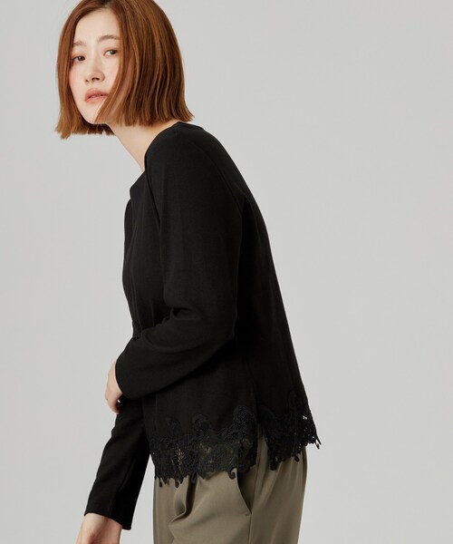 grove(グローブ)の「裾レーススクエアネックカットソー(Tシャツ/カットソー・レディース・ホワイト系5/オフホワイト/ブラック・02/04/03/05)」の8枚目の写真