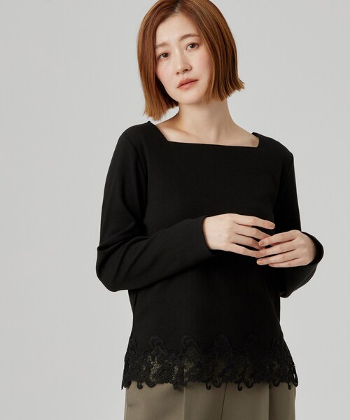 grove(グローブ)の「裾レーススクエアネックカットソー(Tシャツ/カットソー・レディース・ホワイト系5/オフホワイト/ブラック・02/04/03/05)」の16枚目の写真