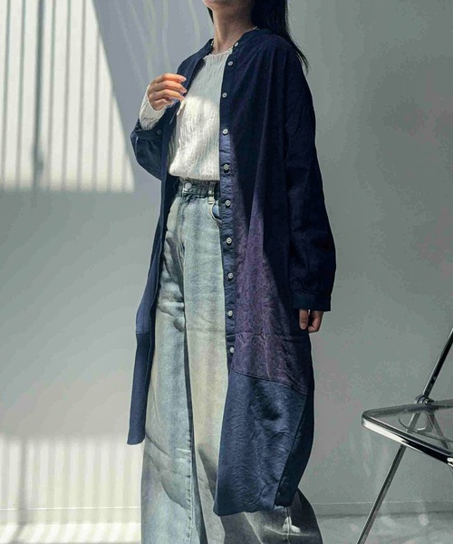 AS KNOW AS plus(アズノゥアズプラス)の「☆ゆったり コクーンシルエット まぜまぜ配色 長袖ワンピース(ワンピース・レディース・ブラック系/ブラウン系その他/ブラック系その他/ネイビー系・FREE)」の4枚目の写真