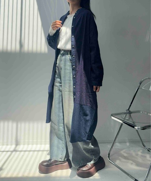 AS KNOW AS plus(アズノゥアズプラス)の「☆ゆったり コクーンシルエット まぜまぜ配色 長袖ワンピース(ワンピース・レディース・ブラック系/ブラウン系その他/ブラック系その他/ネイビー系・FREE)」の17枚目の写真