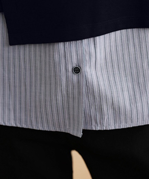 ONEP STAR(ワンピスター)の「ストライプシャツドッキング風トップス(シャツ/ブラウス・レディース・ネイビー・LARGE/MEDIUM/X-LARGE)」の14枚目の写真