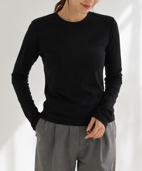 Miniministore（ミニミニストア）の「長袖Tシャツレディース無地ロンTインナー（Tシャツ/カットソー・レディース・アイボリー/カーキブラウン/ネイビー/グレー/ライトグレー/ブラック/ホワイト/ベージュ・FREE）」の4枚目の写真