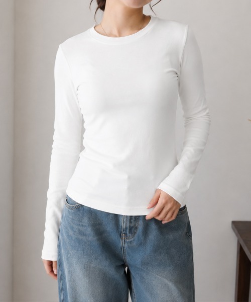 Miniministore（ミニミニストア）の「長袖Tシャツレディース無地ロンTインナー（Tシャツ/カットソー・レディース・アイボリー/カーキブラウン/ネイビー/グレー/ライトグレー/ブラック/ホワイト/ベージュ・FREE）」の10枚目の写真