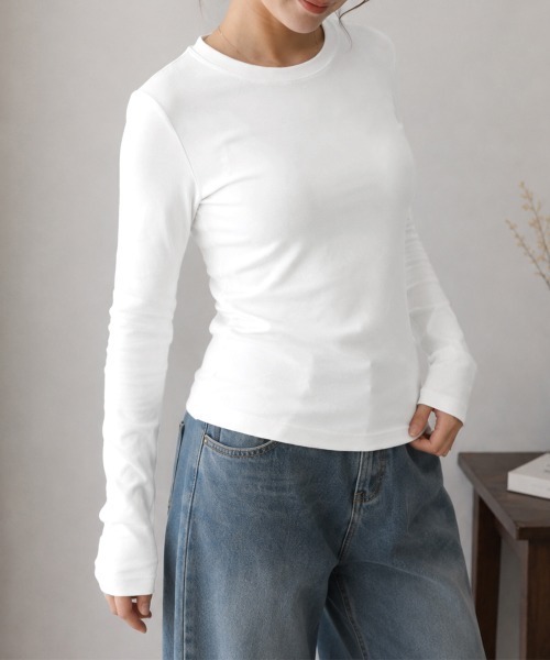 Miniministore（ミニミニストア）の「長袖Tシャツレディース無地ロンTインナー（Tシャツ/カットソー・レディース・アイボリー/カーキブラウン/ネイビー/グレー/ライトグレー/ブラック/ホワイト/ベージュ・FREE）」の11枚目の写真