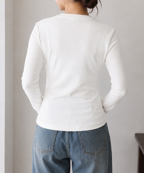 Miniministore（ミニミニストア）の「長袖Tシャツレディース無地ロンTインナー（Tシャツ/カットソー・レディース・アイボリー/カーキブラウン/ネイビー/グレー/ライトグレー/ブラック/ホワイト/ベージュ・FREE）」の12枚目の写真