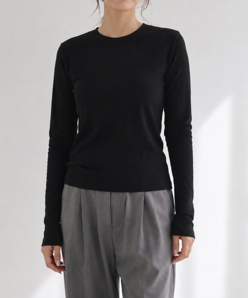 Miniministore（ミニミニストア）の「長袖Tシャツレディース無地ロンTインナー（Tシャツ/カットソー・レディース・アイボリー/カーキブラウン/ネイビー/グレー/ライトグレー/ブラック/ホワイト/ベージュ・FREE）」の13枚目の写真