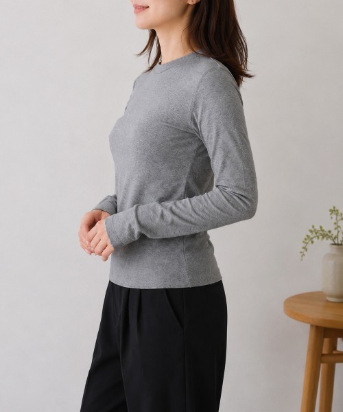 Miniministore（ミニミニストア）の「長袖Tシャツレディース無地ロンTインナー（Tシャツ/カットソー・レディース・アイボリー/カーキブラウン/ネイビー/グレー/ライトグレー/ブラック/ホワイト/ベージュ・FREE）」の21枚目の写真