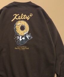 KELTY/ケルティ 限定展開 KELTY×FREAK'S STORE/ケルティ 別注 ドーナツ キャットロゴ バックプリント クルーネックスウェット
