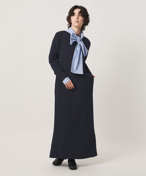 MARW UNITED ARROWS(マルゥ ユナイテッドアローズ)の「<MARW UNITED ARROWS>ジョーゼット ロング ワンピース(ワンピース・レディース・ブラック/ネイビー・38/36)」の1枚目の写真