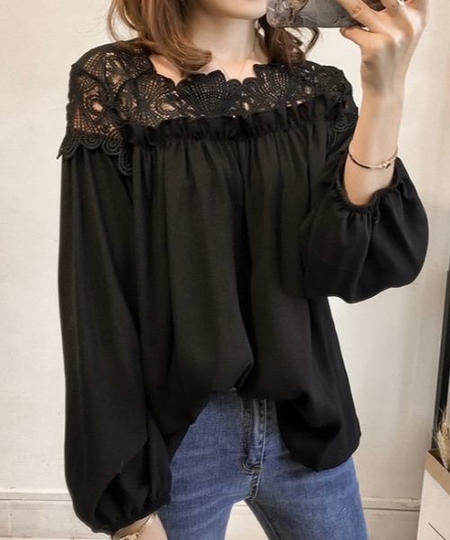 NANEA(ナネア)の「ヨークレース切替ブラウス(シャツ/ブラウス・レディース・ホワイト/ブラック・MEDIUM/LARGE)」の7枚目の写真