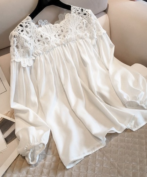 NANEA(ナネア)の「ヨークレース切替ブラウス(シャツ/ブラウス・レディース・ホワイト/ブラック・MEDIUM/LARGE)」の8枚目の写真