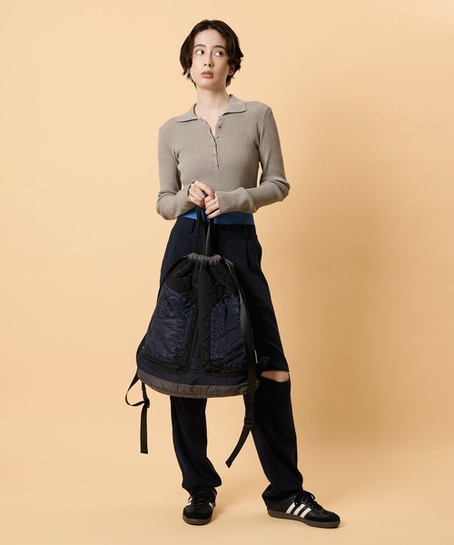 CONTROL FREAK / CTFK(コントロールフリーク)の「CONTROL FREAK / CTFK(コントロールフリーク/シーティーエフケー)キルトナップサック(バックパック/リュック・レディース・ブラック/カーキ・FREE)」の9枚目の写真