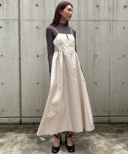 LE CIEL BLEU(ルシェルブルー)の「フローラルジャカードフレアドレス / Floral Jacquard Flare Dress(ワンピース・レディース・チャコールグレー/ホワイト・38/36)」の2枚目の写真
