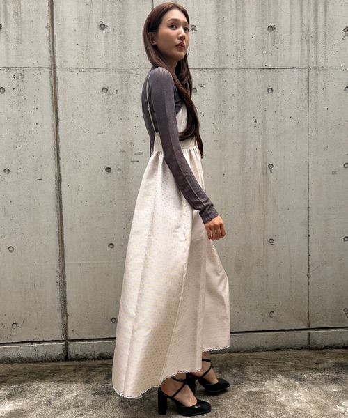 LE CIEL BLEU(ルシェルブルー)の「フローラルジャカードフレアドレス / Floral Jacquard Flare Dress(ワンピース・レディース・チャコールグレー/ホワイト・38/36)」の3枚目の写真