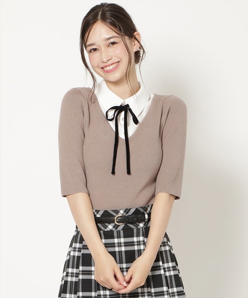 WILLSELECTION（ウィルセレクション）の「シャツドッキングリブニット（ニット/セーター・レディース・モカ/ブルー/ブラック・FREE）」の13枚目の写真