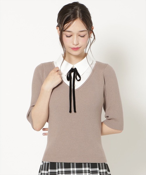 WILLSELECTION（ウィルセレクション）の「シャツドッキングリブニット（ニット/セーター・レディース・モカ/ブルー/ブラック・FREE）」の16枚目の写真
