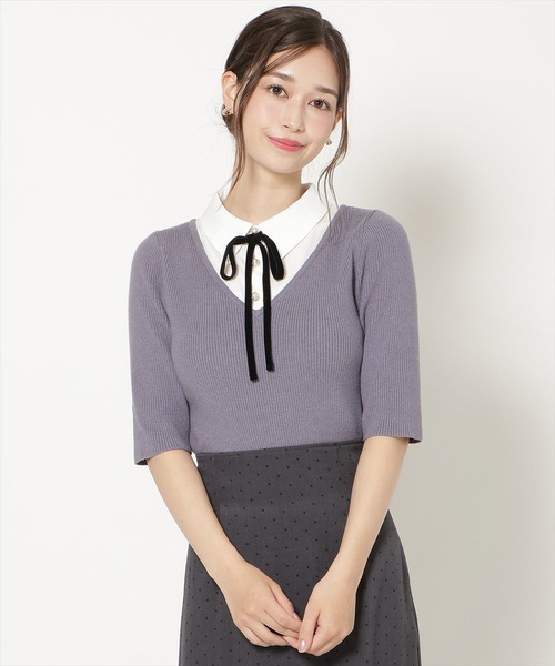 WILLSELECTION（ウィルセレクション）の「シャツドッキングリブニット（ニット/セーター・レディース・モカ/ブルー/ブラック・FREE）」の8枚目の写真