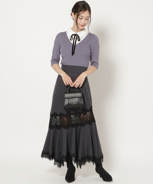 WILLSELECTION（ウィルセレクション）の「シャツドッキングリブニット（ニット/セーター・レディース・モカ/ブルー/ブラック・FREE）」の4枚目の写真