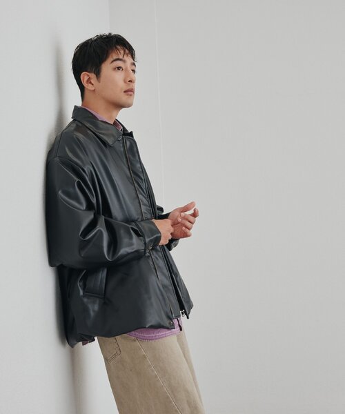 DISCOAT（ディスコート）の「【WEB限定】ヴィンテージスタイルエコレザージャケット《ユニセックス》（ブルゾン・レディース・ブラウン/ブラック・FREE）」の12枚目の写真