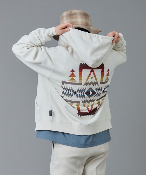 PENDLETON(ペンドルトン)の「PENDLETON/ペンドルトン フレンチ テリー バック プリント フーディ(パーカー・メンズ・ライトブルー/アイボリー/ライトグレー/ブラック・SMALL/LARGE/MEDIUM)」の3枚目の写真