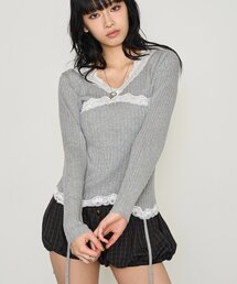 リブガーターニット