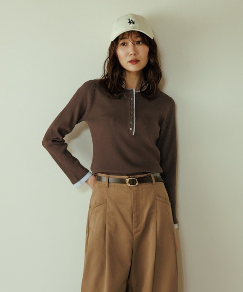 GLOBAL WORK(グローバルワーク)の「アンチピリングなめらかヘンリープルオーバー/759305(ニット/セーター・レディース・グレー/ダークブラウン・LARGE/MEDIUM)」の22枚目の写真