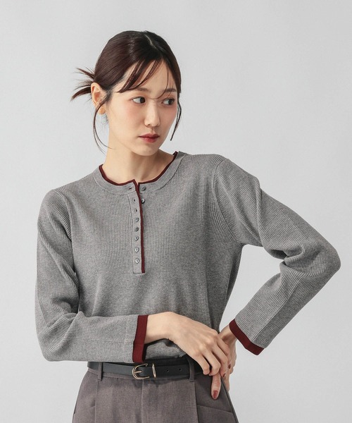 GLOBAL WORK(グローバルワーク)の「アンチピリングなめらかヘンリープルオーバー/759305(ニット/セーター・レディース・グレー/ダークブラウン・LARGE/MEDIUM)」の17枚目の写真
