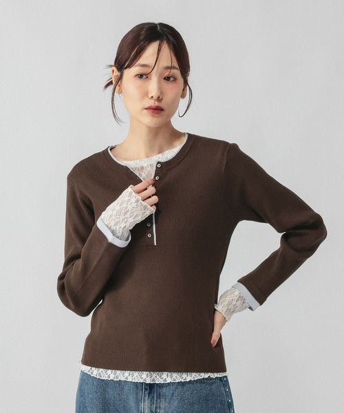 GLOBAL WORK(グローバルワーク)の「アンチピリングなめらかヘンリープルオーバー/759305(ニット/セーター・レディース・グレー/ダークブラウン・LARGE/MEDIUM)」の15枚目の写真