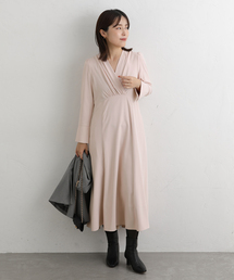 【洗える】カシュクールロングスリーブワンピース