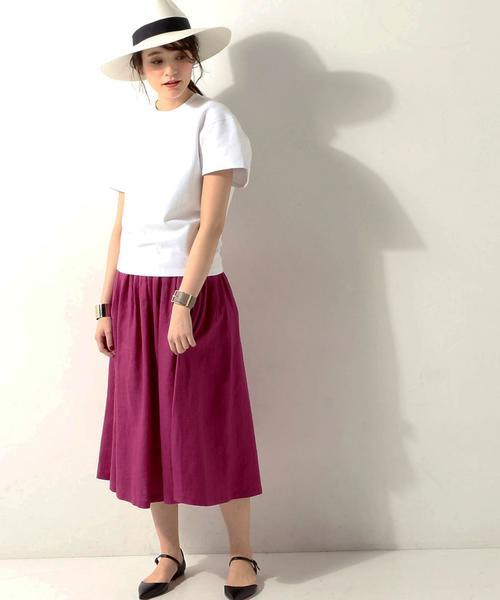 UNITED ARROWS(ユナイテッドアローズ)の「□UWMF リネン フレアスカート◆(スカート・レディース・ブラウン/ピンク/ネイビー・36/38)」の3枚目の写真
