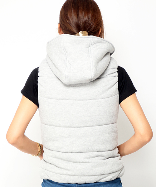 VENCEEXCHANGE（ヴァンスエクスチェンジ）の「裏毛フード付中綿ベスト（ブルゾン・レディース・グレー/チャコールグレー・LARGE/MEDIUM）」の5枚目の写真