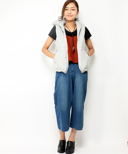 VENCEEXCHANGE（ヴァンスエクスチェンジ）の「裏毛フード付中綿ベスト（ブルゾン・レディース・グレー/チャコールグレー・LARGE/MEDIUM）」の8枚目の写真