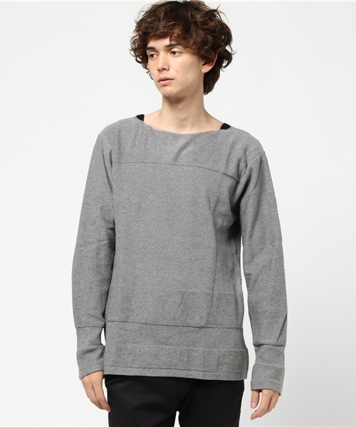 ikka（イッカ）の「切り替えボートネックプルオーバー（ニット/セーター・メンズ・スモークグレー/ネイビー/ベージュ・LARGE/MEDIUM/X-LARGE）」の2枚目の写真