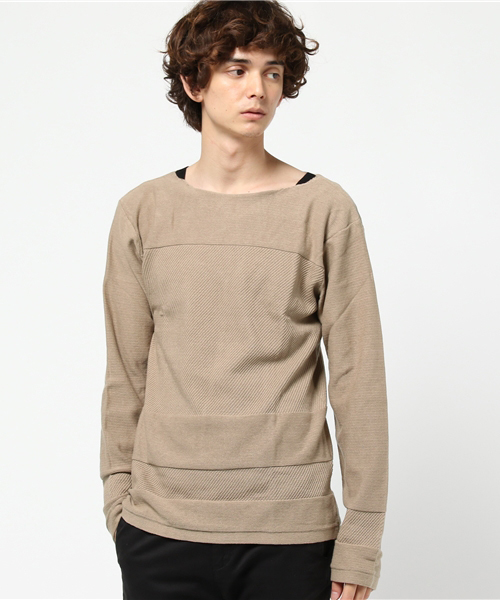 ikka（イッカ）の「切り替えボートネックプルオーバー（ニット/セーター・メンズ・スモークグレー/ネイビー/ベージュ・LARGE/MEDIUM/X-LARGE）」の3枚目の写真