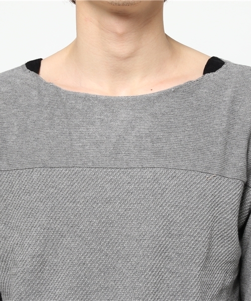 ikka（イッカ）の「切り替えボートネックプルオーバー（ニット/セーター・メンズ・スモークグレー/ネイビー/ベージュ・LARGE/MEDIUM/X-LARGE）」の6枚目の写真