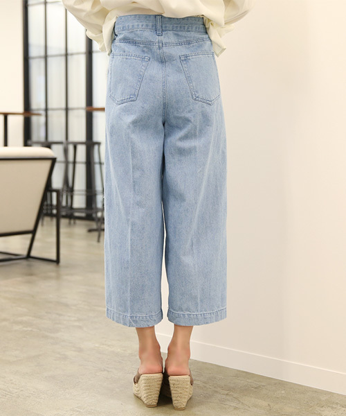 Luz Llena (philter)（ラズレナ　フィルター）の「[綿100%]サイドフリンジ・デニムワイドパンツ（デニムパンツ・レディース・ブルー/サックスブルー・MEDIUM/LARGE）」の10枚目の写真