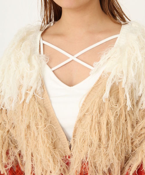 ENVYM(アンビー)の「MANY FRINGE KNIT CD (ニット/セーター・レディース・ベージュ/オレンジ・FREE)」の6枚目の写真