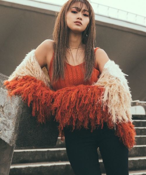 ENVYM(アンビー)の「MANY FRINGE KNIT CD (ニット/セーター・レディース・ベージュ/オレンジ・FREE)」の8枚目の写真