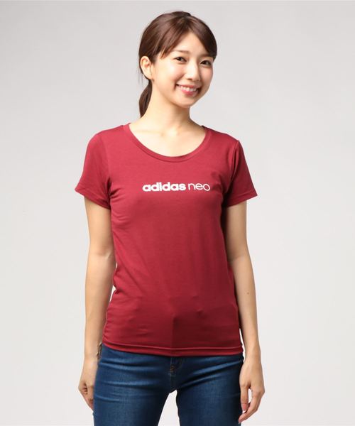 adidas neo(アディダスネオ)の「【adidas neo】ロゴ入り半袖Tシャツ(Tシャツ/カットソー・レディース・杢グレー/レッド/ホワイト系その他/ブラック系その他/ワインレッド・MEDIUM/LARGE/X-LARGE)」の5枚目の写真