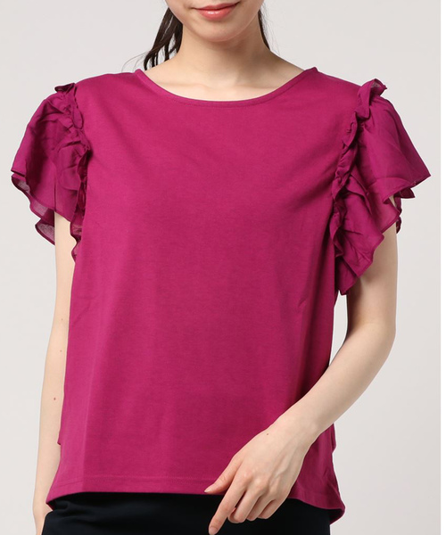 Live in comfort（リブインコンフォート）の「リブ　イン　コンフォート　袖コンシャスで二の腕カバー　大人のＴトップス（Tシャツ/カットソー・レディース・ピンク/ネイビー/カーキ・LARGE/MEDIUM/SMALL/XX-LARGE/X-LARGE）」の3枚目の写真