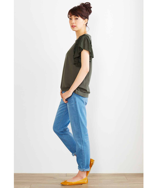 Live in comfort（リブインコンフォート）の「リブ　イン　コンフォート　袖コンシャスで二の腕カバー　大人のＴトップス（Tシャツ/カットソー・レディース・ピンク/ネイビー/カーキ・LARGE/MEDIUM/SMALL/XX-LARGE/X-LARGE）」の8枚目の写真