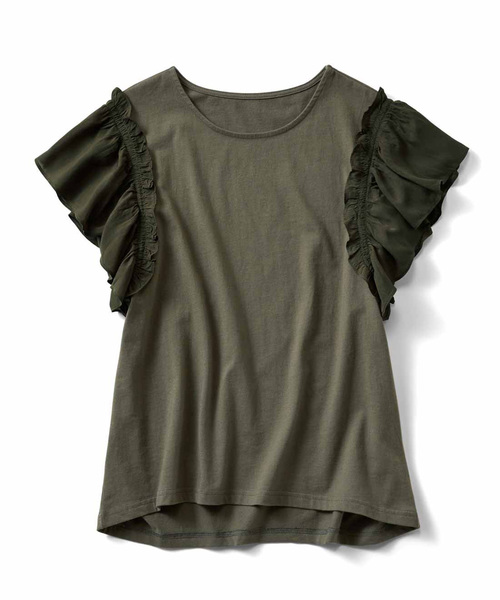 Live in comfort（リブインコンフォート）の「リブ　イン　コンフォート　袖コンシャスで二の腕カバー　大人のＴトップス（Tシャツ/カットソー・レディース・ピンク/ネイビー/カーキ・LARGE/MEDIUM/SMALL/XX-LARGE/X-LARGE）」の9枚目の写真