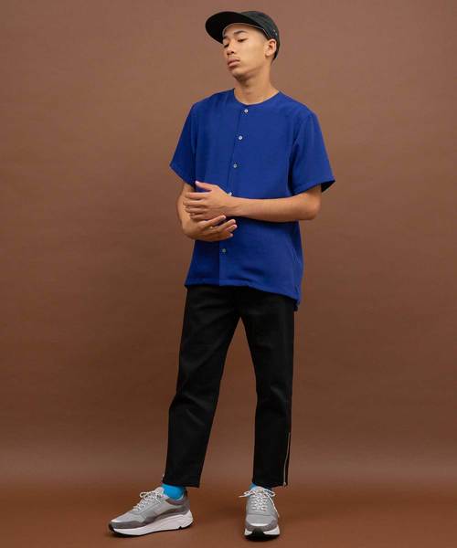 UNITED TOKYO（ユナイテッドトウキョウ）の「サテンショートスリーブノーカラーシャツ（シャツ/ブラウス・メンズ・ブラック/イエロー/ブルー/グリーン・1/2/3）」の10枚目の写真