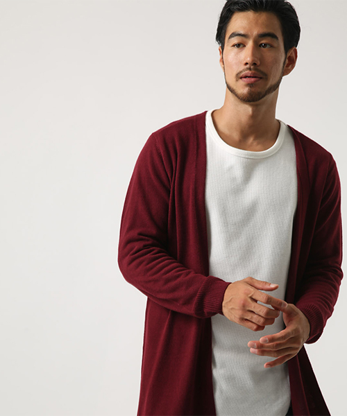 AZUL by moussy（アズールバイマウジー）の「ウォッシャブルニットトッパーカーデ（カーディガン/ボレロ・メンズ・ネイビー/ボルドー/杢グレー・SMALL/MEDIUM/LARGE/X-LARGE）」の3枚目の写真